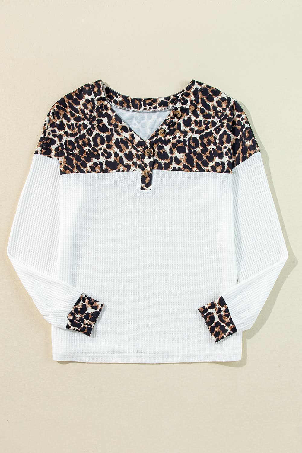 White leopard v-neck knit top - Love Salve